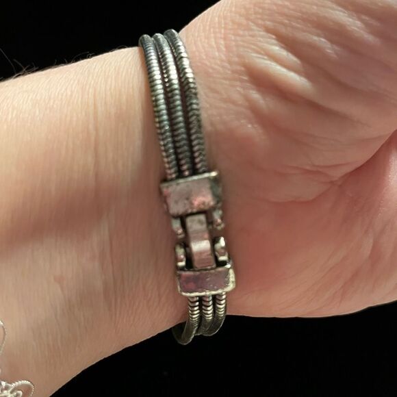 Boho Western Faux Turquoise Bracelet and Gold and Silver Tone Earrings - Picture 8 of 12